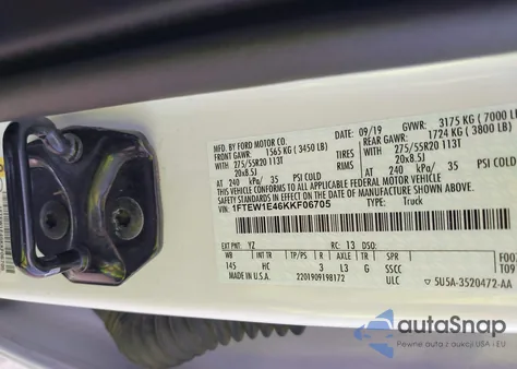 2019 Ford F-150 Lariat from USA, damaged, VIN 1FTEW1E46KKF06705